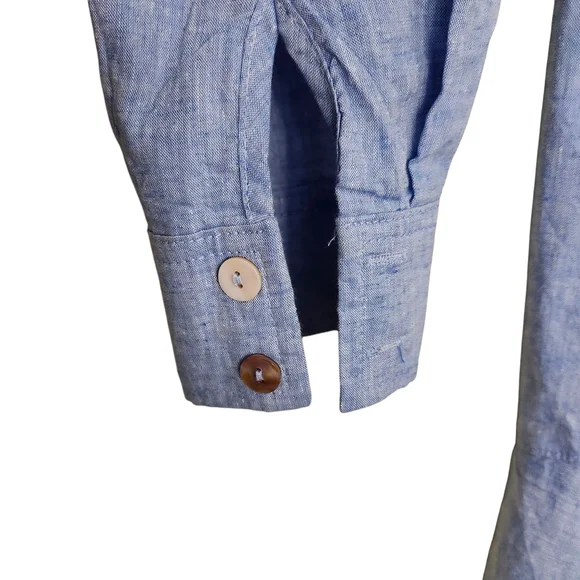 Tuckernuck Blue Cotton Chambray Callahan ButtonDown Shirt Dress Ruffle Hem Small - Picture 7 of 11